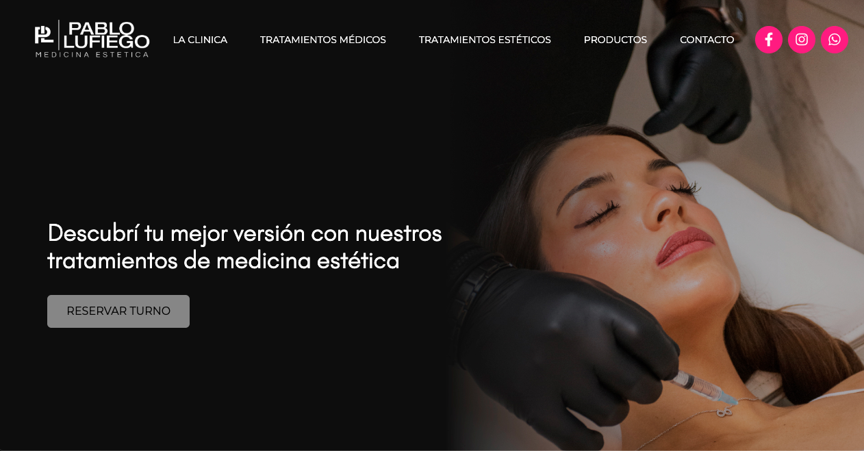 Captura del sitio web de Pablo Lufiego Medicina Estética